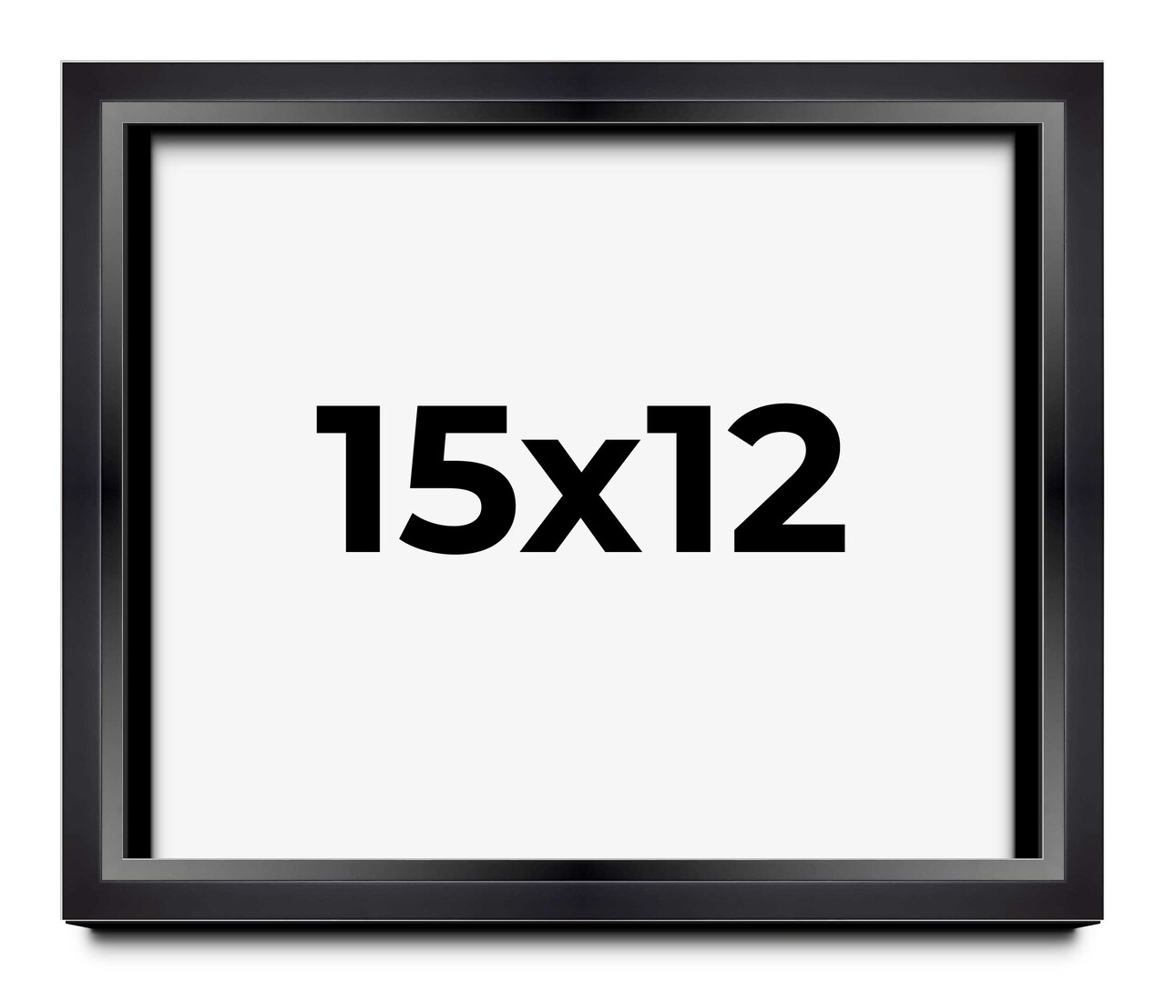 15x12 Modern Shadow Box 1.5" Depth Black Picture Frame - UV Acrylic, Backing, Hanging Hardware